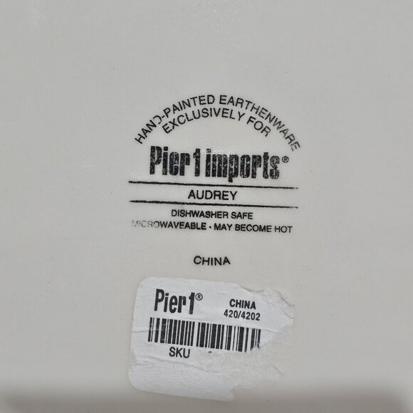 Pier 1 Audrey Dinner Plate 11in rose floral sage hand painted earthenware dinner - Picture 8 of 9